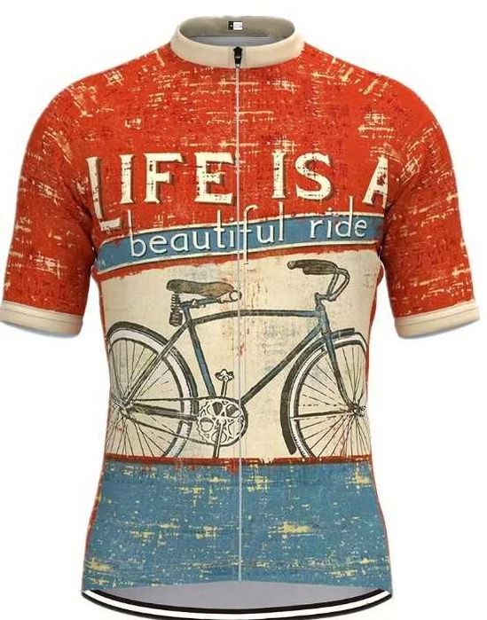 Koszulka Rowerowa dla Mężczyzn - "Life is a Beautiful Ride" XL