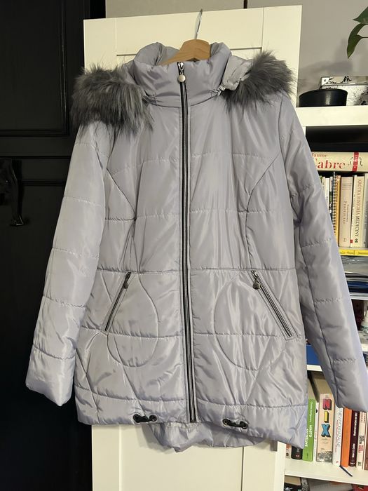 Kurtka zimowa damska jasnoszara. L.
