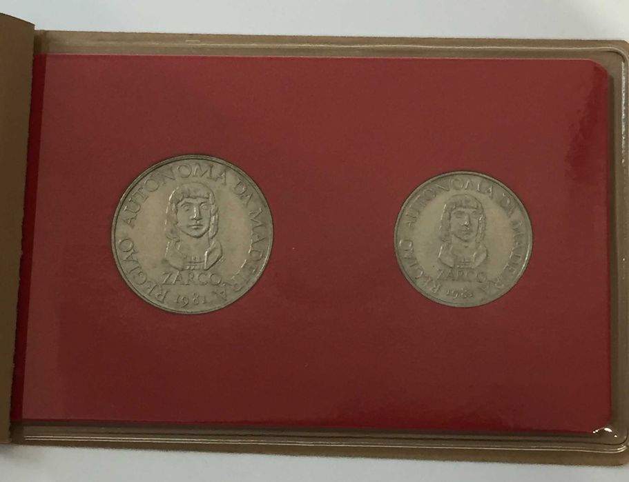 moedas Autonomia Regional Madeira 25 e 100 Escudos 1981 - carteira do Banco de Portugal