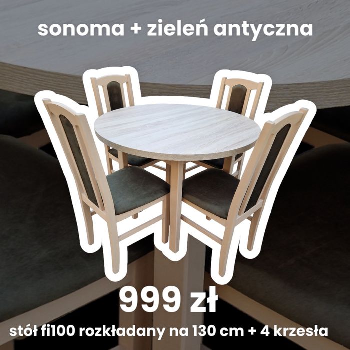 Nowe: Stół okrągły + 4 krzesła, różne kolory, transport cała POLSKA