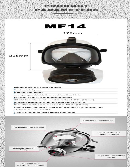 Máscara de Gás MF14 NOVO com filtro incluído