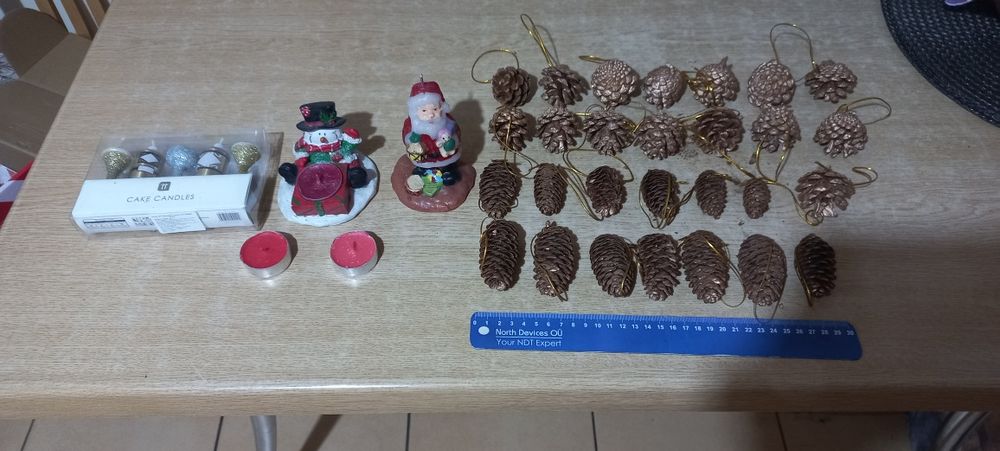 Новорічна свічка, підсвічник, свічки для торту, шишки-прикраси  ялинки