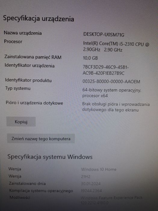 Komputer stacjonarny po formacie