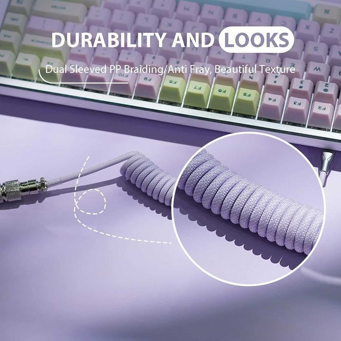 Epomaker kabel spiralny USB - USB-C klawiatury telefonu tabletu 1,8m