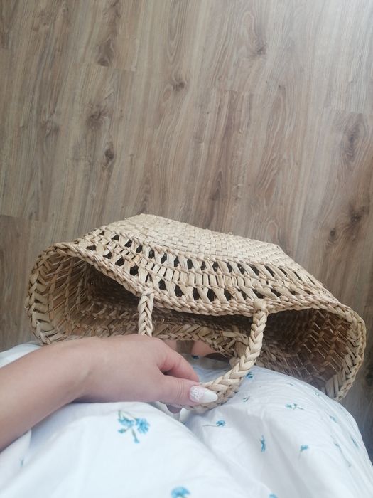 Koszyk torebka rattan pleciona naturalna do ręki Nowa shopper bag