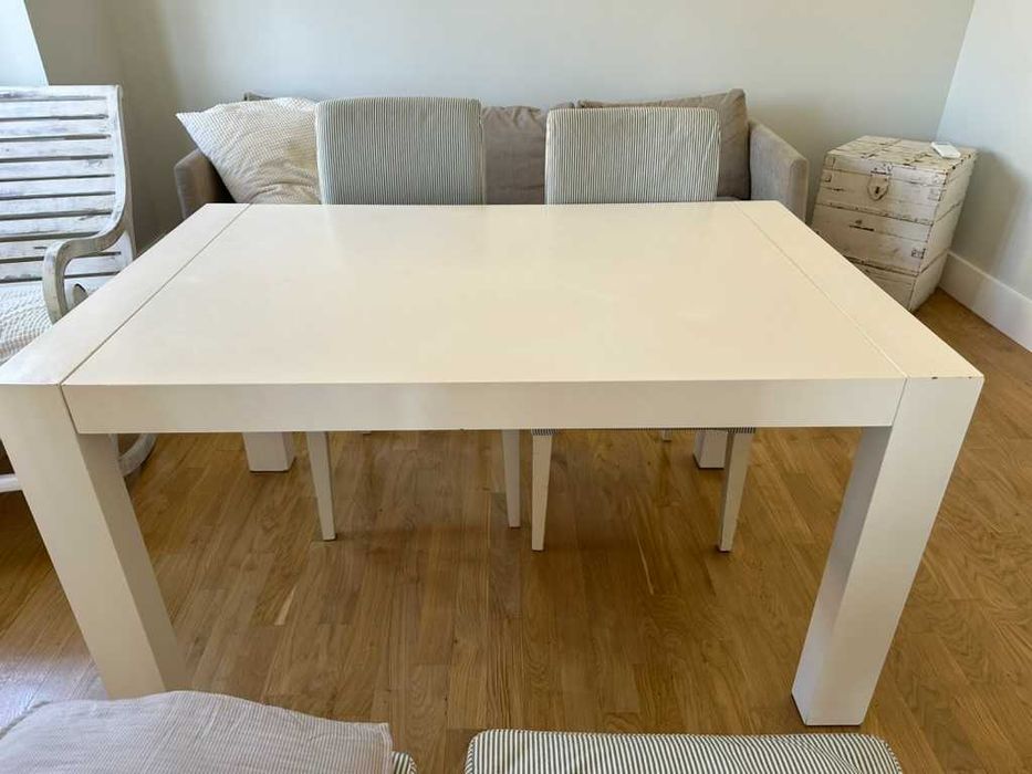 Mesa de Jantar branca, extensível até 2,20 m