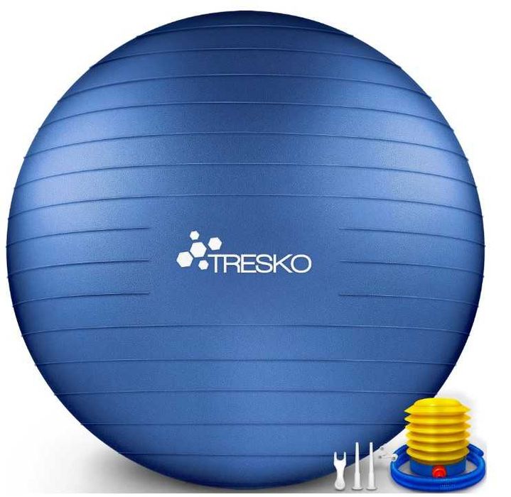 Piłka gimnastyczna Tresko z pompką ręczną 65 cm niebieska