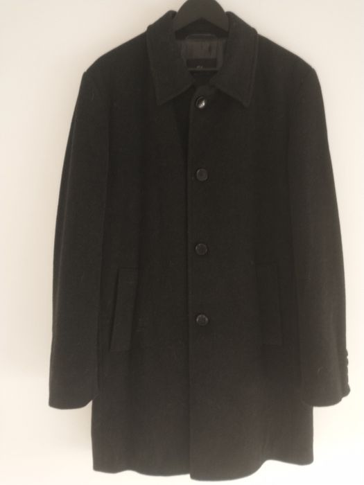 Płaszcz męski S. Oliver. Kolor grafitowy. Mieszkanka wełny o kaszmiru.
