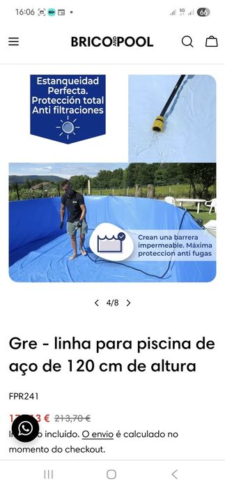 Liner para piscina de aço GRE
