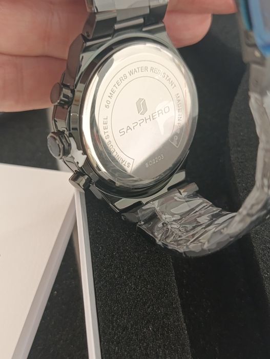 męski zegarek SAPPHERO SO2203 – czarny, chronograf,