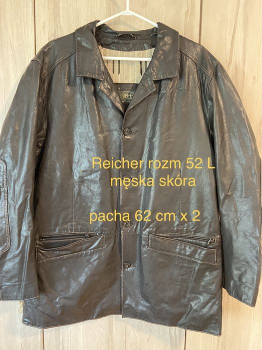 Reiher rozm 52 męska kurtka skórzana ze skóry ciemny brąz Made in Ger