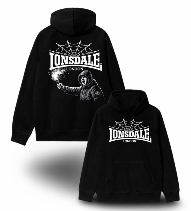 Худи Lonsdale London Fight Logo черное лонсдей кофта толстовка