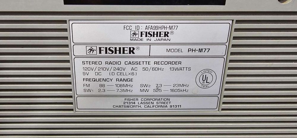 Radiomagnetofon Fisher PH M77 Boombox