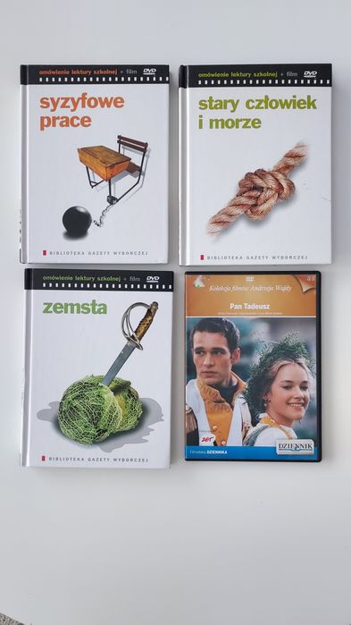 Syzyfowe prace Zemsta Stary człowiek i morze Pan Tadeusz lektury DVD