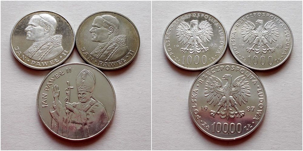 Zestaw trzech monet Jan Paweł II - srebro