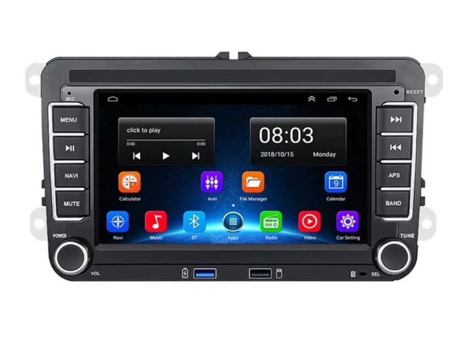 Rádio 2 DIN Android VW Golf/Passat/Polo/Seat/Sirocco + carplay