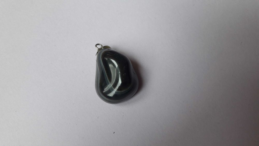 Czarny agat wisiorek/naszyjnik, kamień naturalny