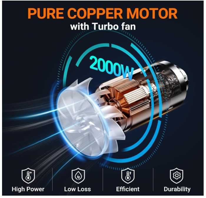 Opalarka SEEKONE 2000W, regulacja temperatury + akcesoria