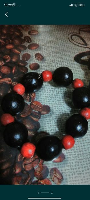 Бусы и браслет натуральные деревянные 52 см.