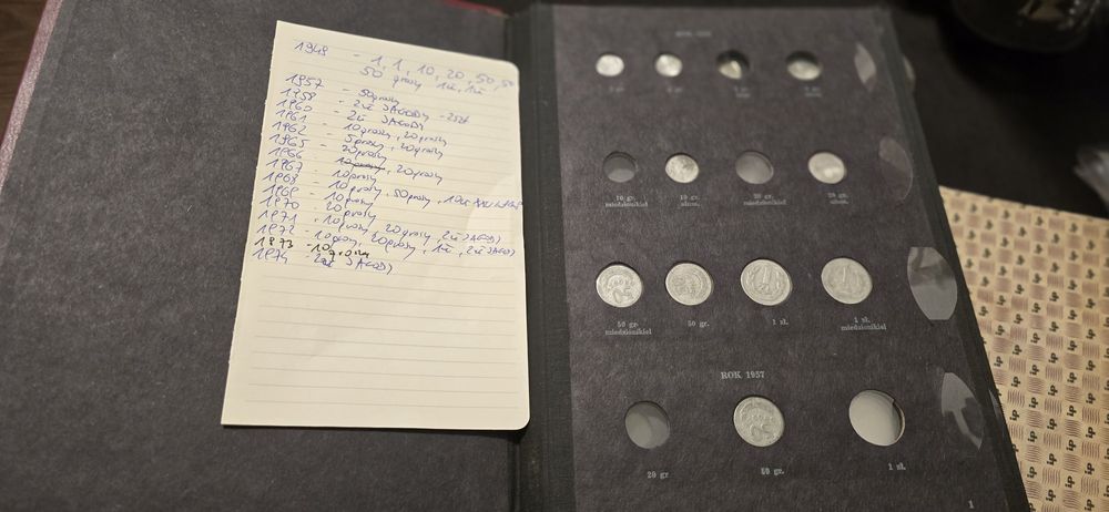 Monety PRL 1949 - 1974 20 album 1 2 groszy 5 jagody 10 rybak  zł