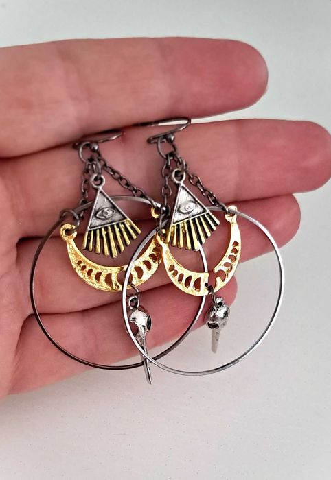 Unikatowe kolczyki Boho/ oko wszechwidzące/ koła/ + GRATIS