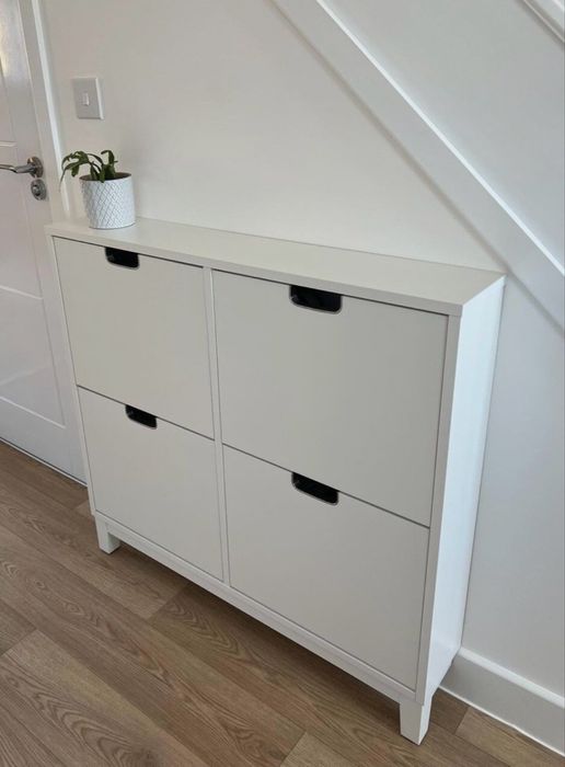 IKEA STÄLL Szafka na buty, 4 przegrody, biały, 96x17x90 cm