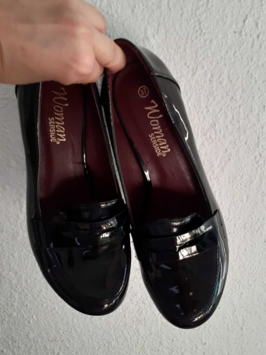 Sapatos salto pretos verniz 37