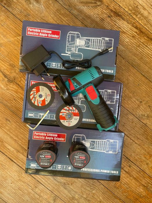 Аккумуляторная портативна мини болгарка 12V шлифмашинка 2 аккумулятора