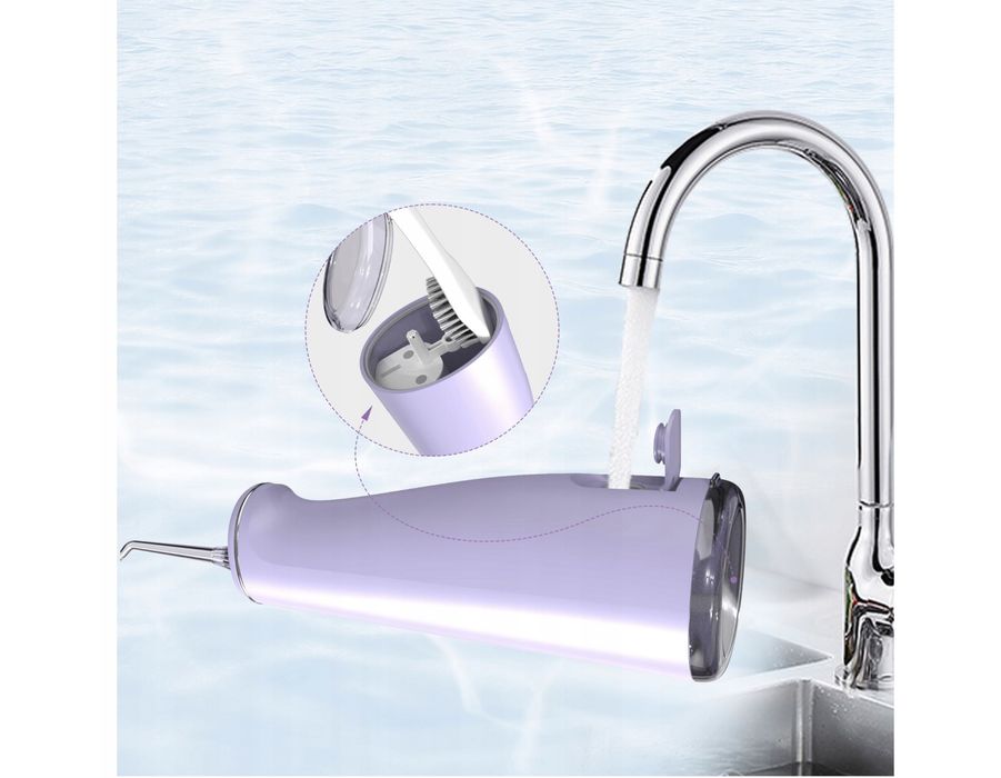 Irygator do zębów Sejoy bezprzewodowy 8 dysz 300ml fioletowy /czarny