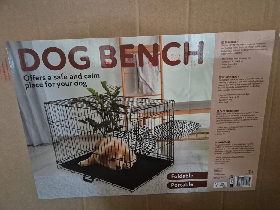 Klatka / Kojec dla psa – składana, metalowa – 91x56x63 cm