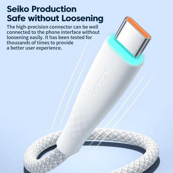 Kabel USB C do USB C ładowanie transmisja danych biały 1 metr Toocki