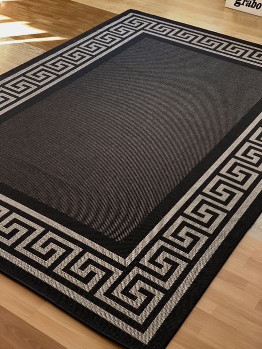 Безворсовий килим сірий версаче ковер легкий догляд