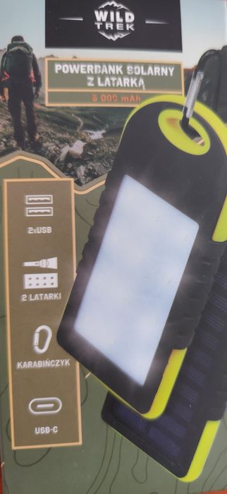 Powerbank solarny z latarką