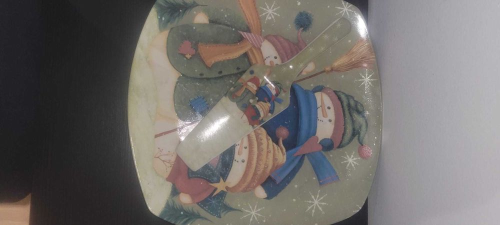 Conjunto de Servir Natal – Travessa e Espátula de Vidro