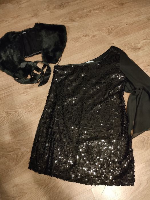 Sukienka z cekinami wraz z piękną etola 40-42 L