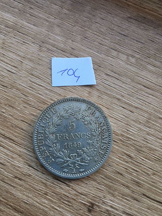 Francja 5 Franków 1849 A – Herkules – Srebro