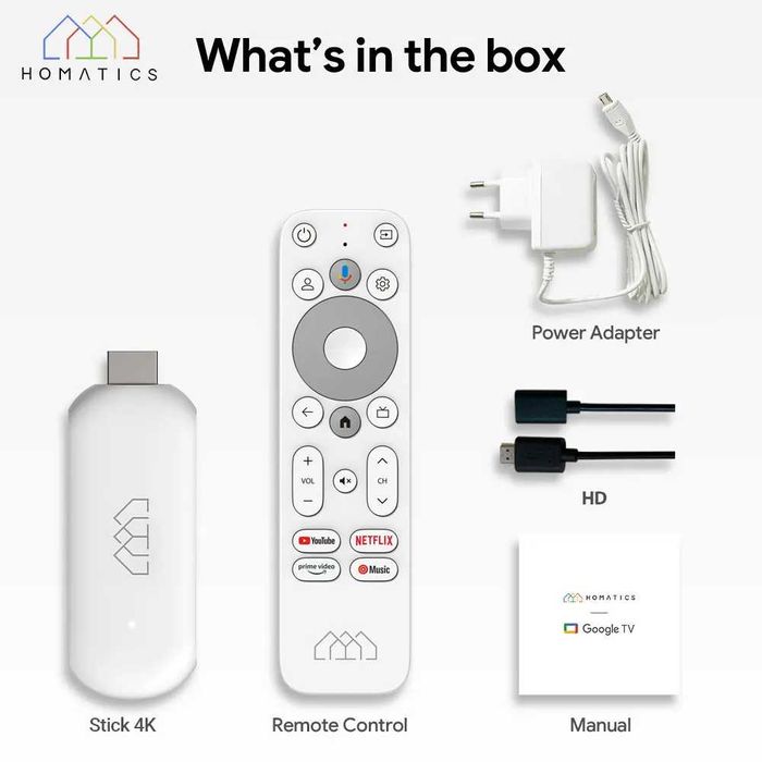 HOMATICS 4K TV Stick 2/32Gb Amlogic S905Y4 NETFLIX Smart TV Box