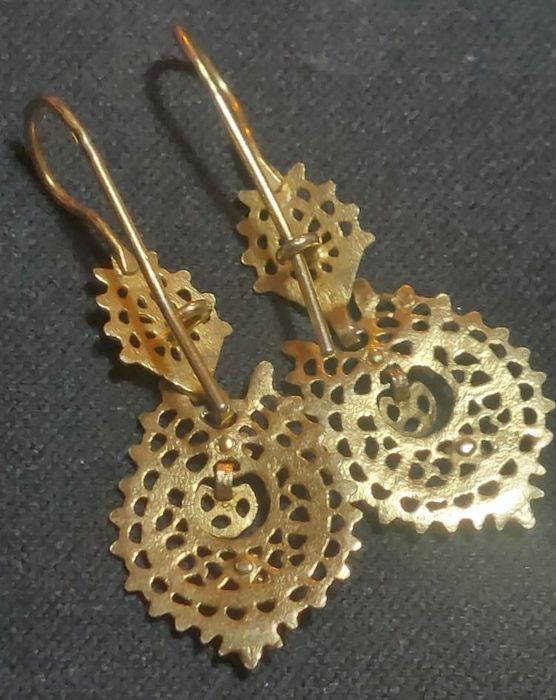 Brincos prata Dourada Rainha Viana Castelo