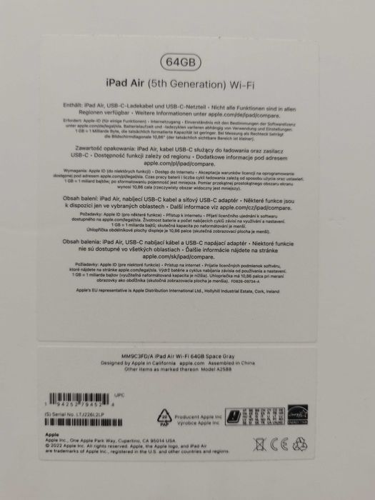 Tablet Apple iPad Air (5th Gen) 10,9" 8 GB / 64 GB szary wifi