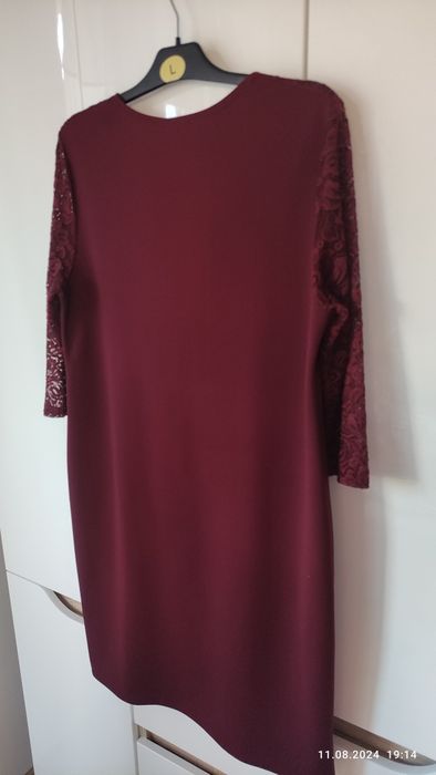 Bordowa klasyczna sukienka r 48 50