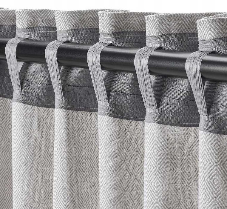 Nowe IKEA FJADERMOTT Zasłony 145x300cm Komplet ZASŁON 2 SZT SZARE Wzór