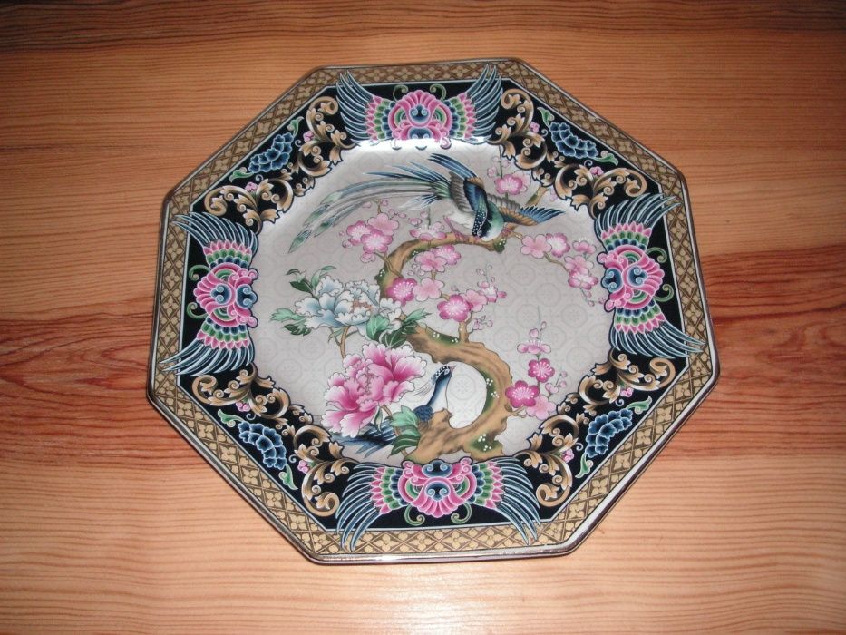Prato Octogonal Porcelana Japonesa Seizan
