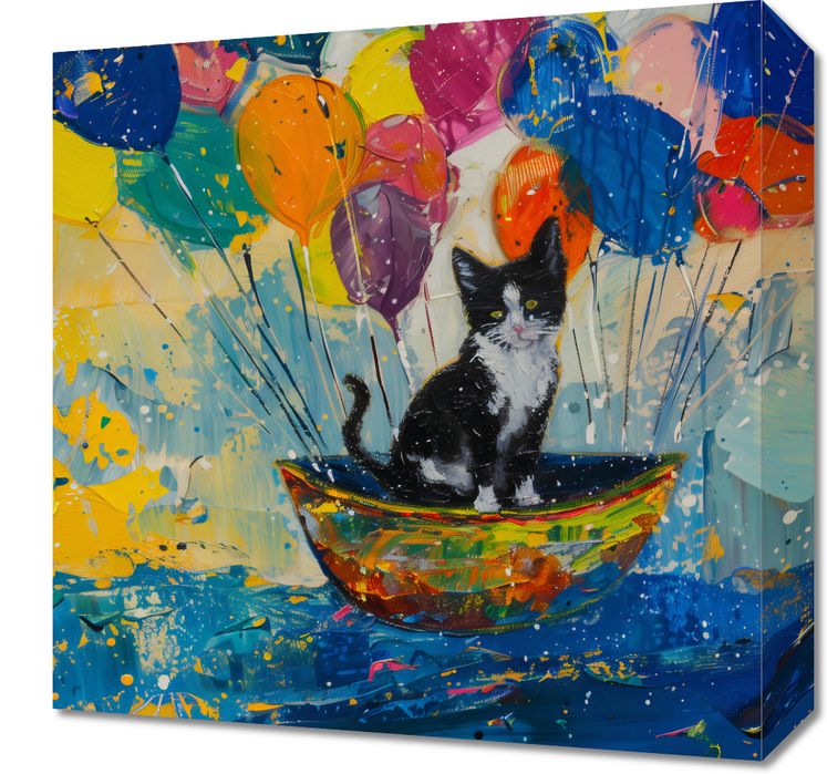 Obraz 40x40cm Kot na Łodzi