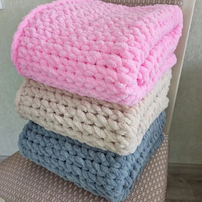 Пледи Alize puffy, в'язаний плед, пледи Алізе пуффі, плед плюшевий