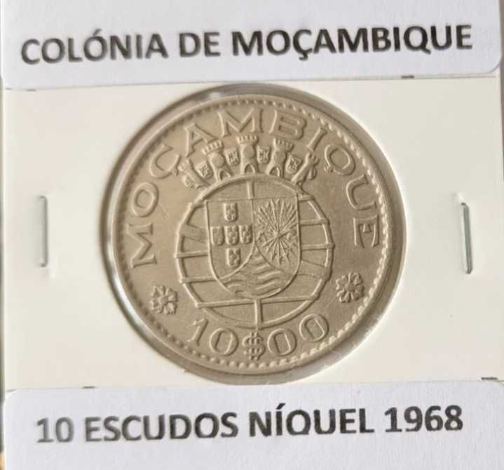 3 Moedas Portuguesas 10 Escudos Níquel da  Ex Colónia Moçambique