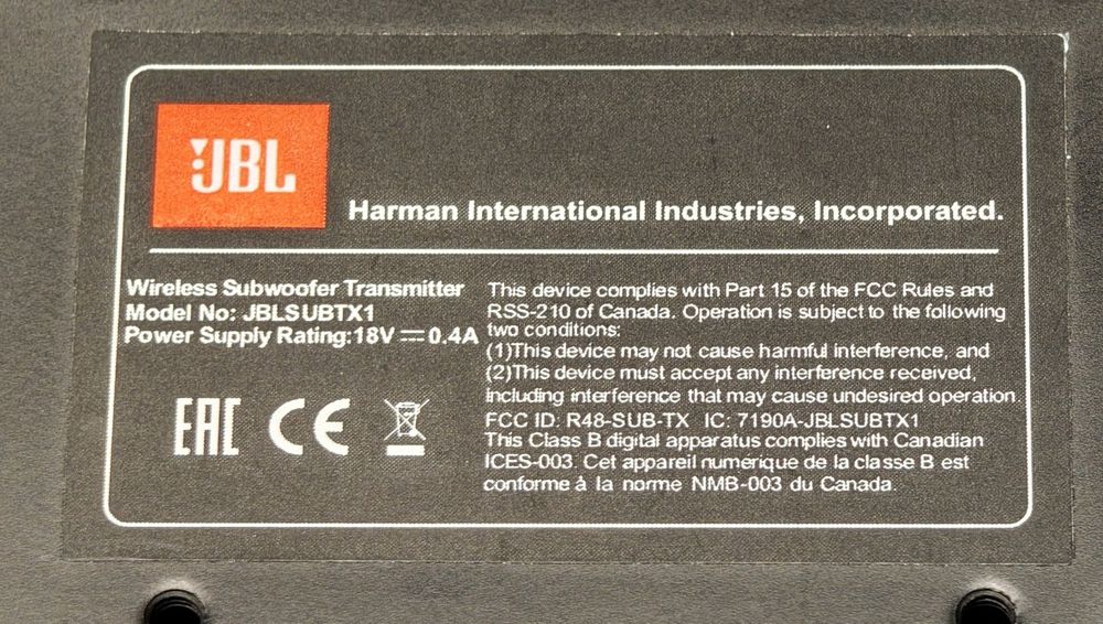JBL Wireless Subwoofer Transmitter JBLSUBTX1