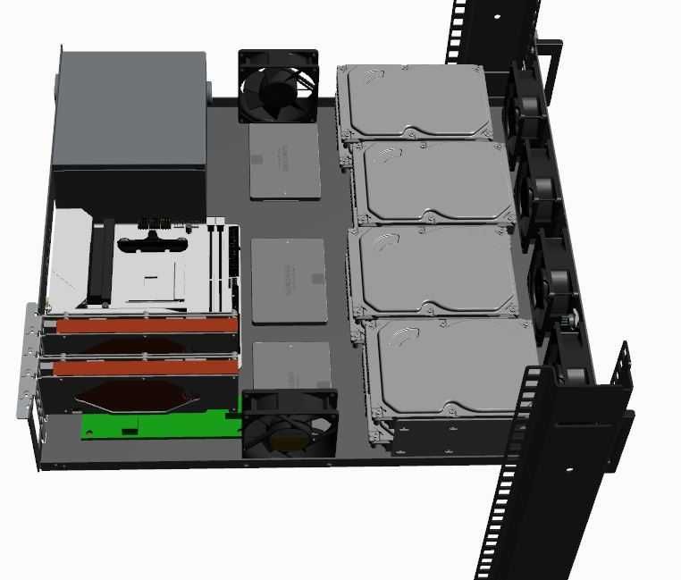 Obudowa RACK 2U do szafy 19 cali R-CASE 12 mITX RAL 8x HDD, 2x SSD, PSU ATX
