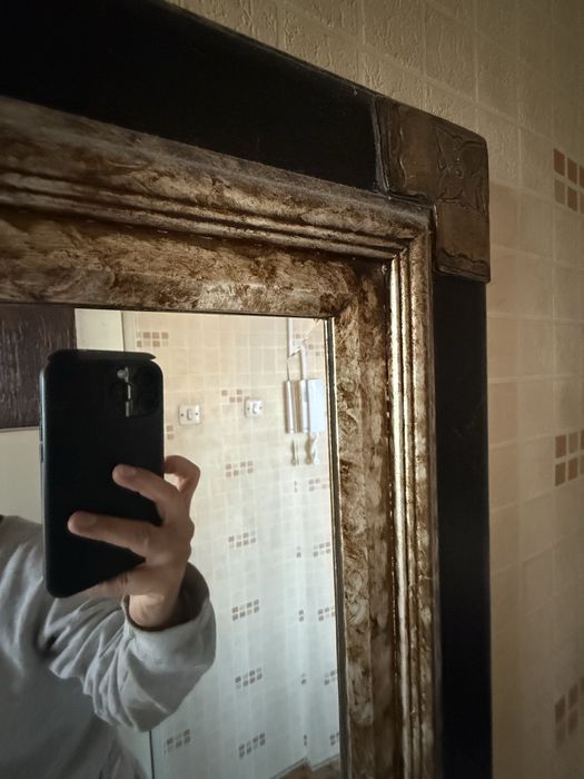 Lustro duże zdobione złoty brąz  rama