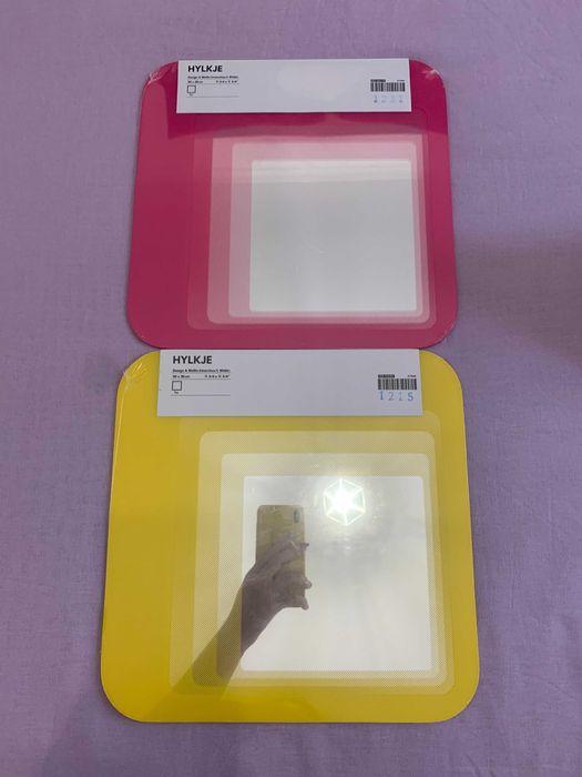 Espelhos Decoração Hylkje IKEA - Amarelo e Rosa - 30x30cm