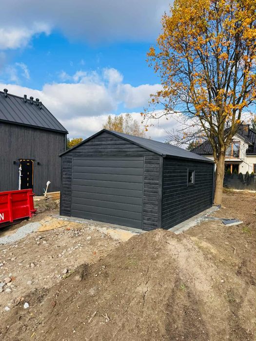 NOWOCZESNY Garaż 4x6 Antracyt drewnopodobny,Garaże od PRODUCENTA